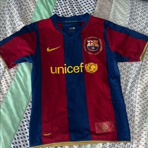 Nike Kids Barcelona Jersey - Red, Blue, and Gold with UNICEF Logo
